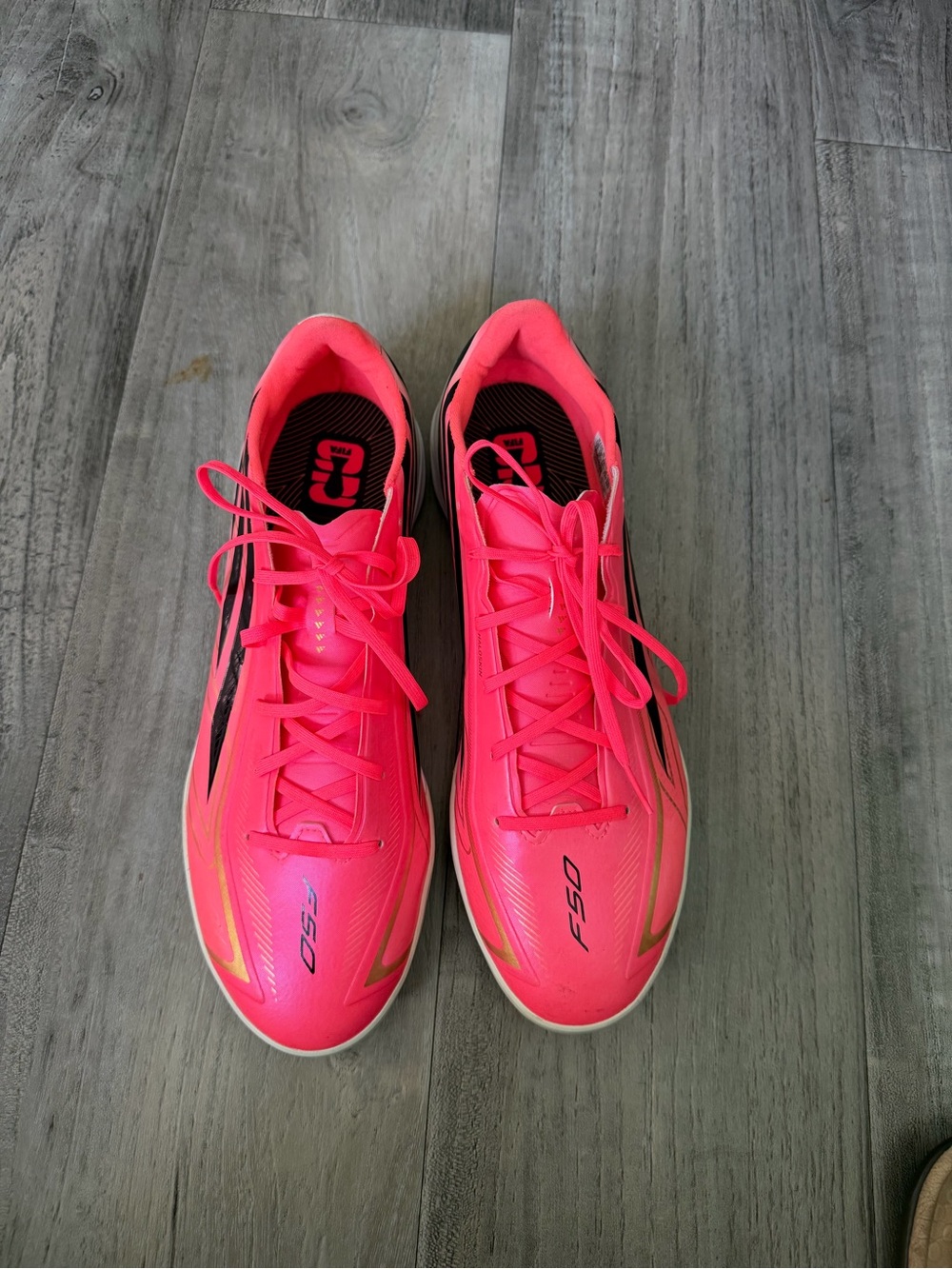 adidas F50 Hyperfast League TF Turf Soccer Shoes Pink Gold